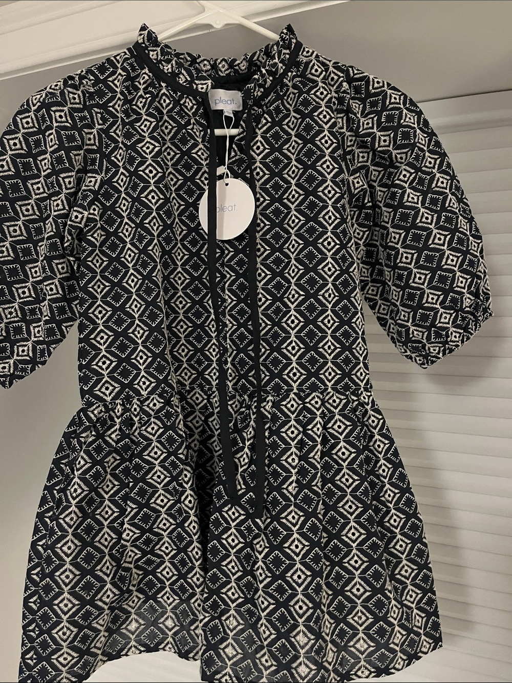 NWT Pleat Navy & White Eyelet “Eve” Dress size 8